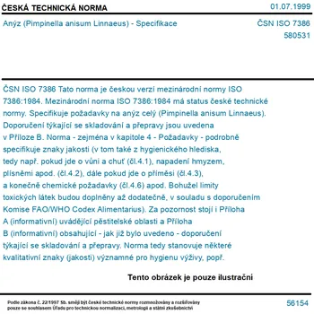 ČSN ISO 7386 - Anýz (Pimpinella anisum Linnaeus) - Specifikace - Tisk