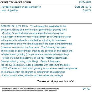 ČSN EN 12715 - Provádění speciálních geotechnických prací - Injektáže - Tisk