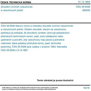 ČSN 39 5006 - Zkoušení civilních vzduchovek a vzduchových pistolí - Tisk
