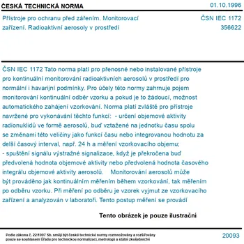 ČSN IEC 1172 - Přístroje pro ochranu před zářením. Monitorovací zařízení. Radioaktivní aerosoly v prostředí - Tisk