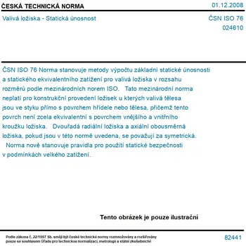 ČSN ISO 76 - Valivá ložiska - Statická únosnost - Tisk