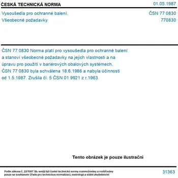 ČSN 77 0830 - Vysoušedla pro ochranné balení. Všeobecné požadavky - Tisk