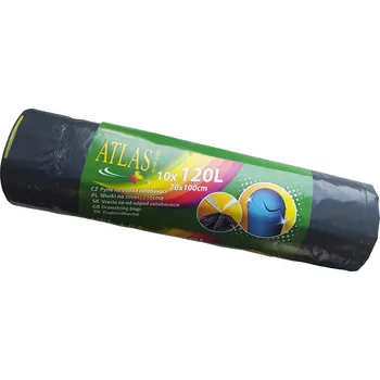 Pytle na odpadky Odpadový pytel zatahovací černý 120 l, 70 x 110 cm, 10 ks/role