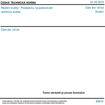 ČSN EN 15733 - Realitní služby - Požadavky na poskytování realitních služeb - Tisk