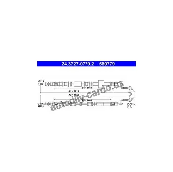 Brzdová hadice Lanko ruční brzdy ATE 24.3727-0779 (AT 580779)