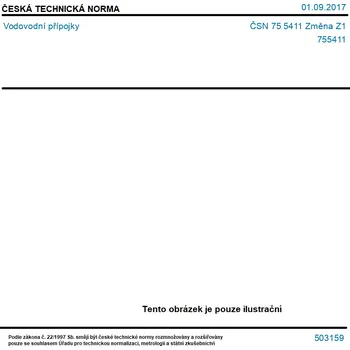 ČSN 75 5411 Změna Z1 - Vodovodní přípojky - Tisk