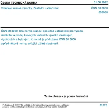 ČSN 80 3030 - Vlnařské kusové výrobky. Základní ustanovení - Tisk