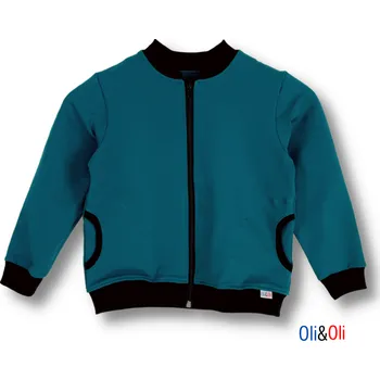 Chlapecká mikina Dětská mikina na zip Oli&Oli - modrozelená barva 80