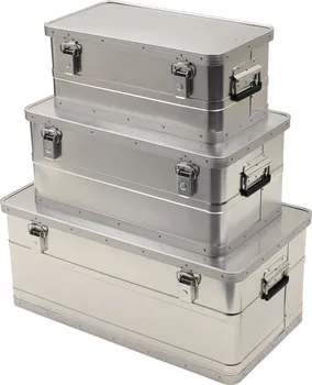 Úložný box MFH Přepravní hliníkové bedny 3 ks stříbrné