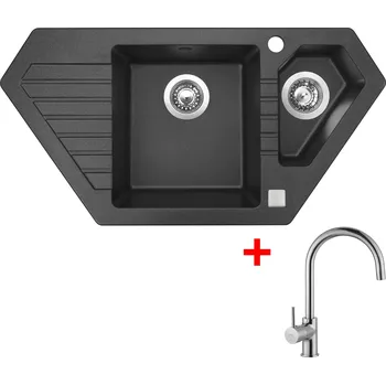 Granitový dřez Sinks BRAVO 850.1 + VITALIA chrom Barva: Černá granitová, Označení: Granblack + Dárek