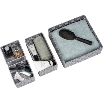 Koupelnový nábytek Sada úložných košíků do koupelny ADRIA, 4 ks, šedá barva, WENKO