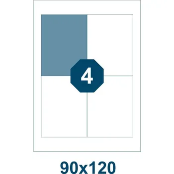 Speciální papír Samolepicí etikety, délka 90 mm, šířka 120 mm, 4 ks na archu A4, 100 listů/bal.