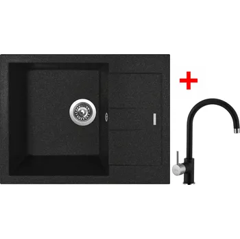 Granitový dřez Set Sinks AMANDA 650 + VITALIA GR Barva: Černá granitová, Označení: Granblack + Dárek