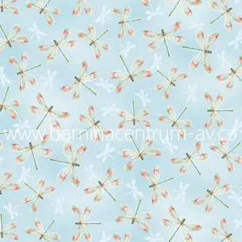 WILMINGTON PRINTS 999-90 Rainbow Seeds modrá bavlněná látka patchwork