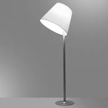 Lampička Artemide Melampo terra, designová stojací lampa ve stříbrné úpravě s textilním širmem, 2x52W E27, 137cm
