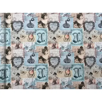 Stof 999-349 ostatní postisk vícebarevná bavlněná látka patchwork