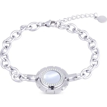 Náramek biju Náramek z chirurgické oceli, ozubené kolečko s perletí a zirkony 2002038