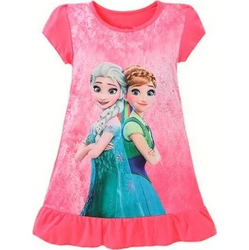 Dívčí pyžamo Dívčí noční košilky s krátkým rukávem, Disney motivy Motiv: Anna a Elsa, Velikost: L/5-6T