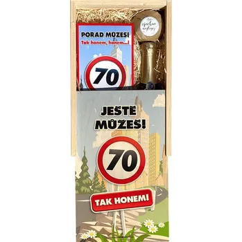 Dárkový potravinový koš Bohemia Gifts Dárková dřevěná bedna k 70. narozeninám malá