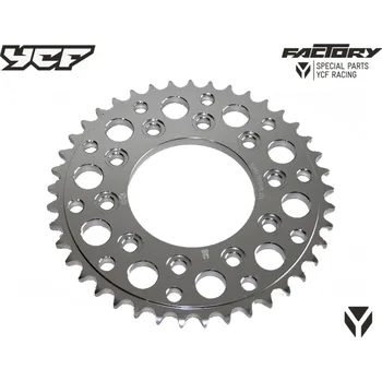 Řetězová sada pro motocykl Duralová rozeta 420 uchycení s pěti dírami Pitbike YCF Barva: Stříbrná, Zuby: 41 zubů