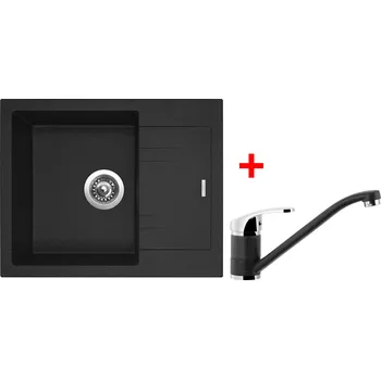 Kuchyňský dřez Set Sinks LINEA 600 + PRONTO GR Barva: Černá granitová, Označení: Granblack + Dárek