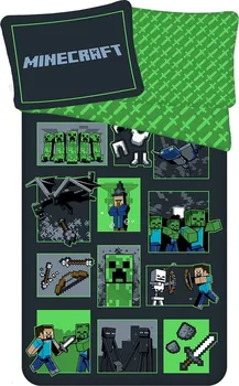 Ložní povlečení Jerry Fabrics Minecraft Survival Mode 140 x 200, 70 x 90 cm zipový uzávěr