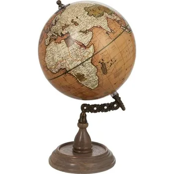 Glóbus Dekorace hnědý glóbus na podstavci Rustic - Ø20*34cm