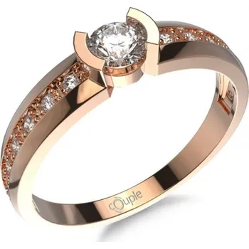 Šperk Couple, Zásnubní prsten Lovely, růžové zlato a zirkony, vel. 50, prům. 15.9 mm, 585-52-1-0505.4C00.0.50.001
