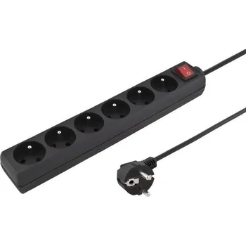 Prodlužovací kabel PremiumCord ppa6k-03bk 3m 6 zásuvek vypínač černý