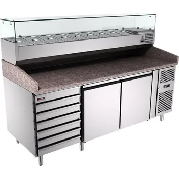 Stůl chladící pizza MTP 2D+7ZN s chladící vitrínkou REDFOX