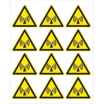 Značení Neionizující záření ISO 7010 samolepící vinylová fólie 50 mm aršík 12 ks