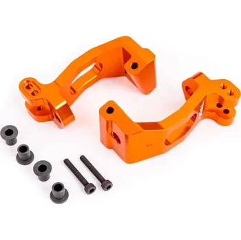 RC vybavení 1:8 Traxxas Sledge 4WD TQi: Závěs těhlice hliníkový, oranžově eloxovaný (levý a pravý)