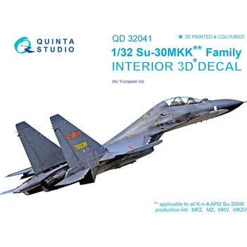 Plastikový model Quinta studio 1/32 Su-30MKK 3D-Print & colour Interior (TRUMP)