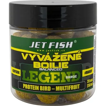 Boilies JetFish Jet Fish Legend range Vyvážené boilie PROTEIN BIRD MULTIFRUIT 20mm 250ml