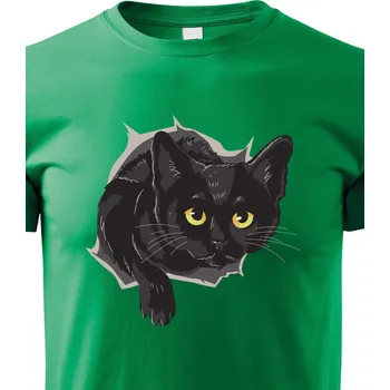 Chlapecké tričko Dětské triko s černou kočkou, Barva Zelená, Velikost 110 cm/4 roky, Canvas Dětské tričko Bezvatriko.cz 1200