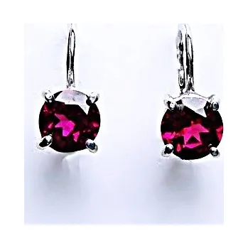 Náušnice Zlaté náušnice, zirkon rubín 5 mm , bílé zlato - NK 1251