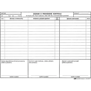Tiskopis Tiskopis Inspekční kniha