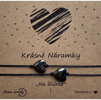 Náramek Krásné náramky Náramky pro páry - Srdíčka z minerálů (různé varianty) Varianta: Hematit/Hematit