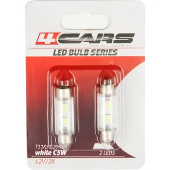 Autožárovka 4CARS LED ŽÁROVKA 2LED 12V FESTOON SMD T11X39MM