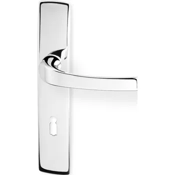 Dveřní kování Dveřní kování BETA HR chrom (Dveřní kování BETA HR chrom se štítem s roztečí 72 nebo 90 mm, vhodná pro interiér, pro dozický (obyčejný), cylindrický (fab) zámek, nebo s uzamykací páčkou na WC.)