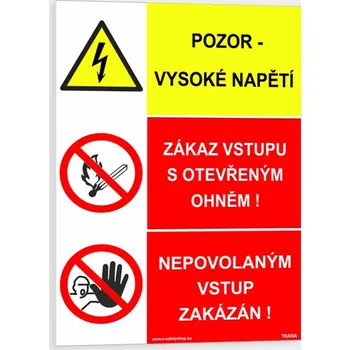 POZOR - Vysoké napětí Plast 105 x 148 mm (A6) tl. 0.5 mm - Kód: 16065