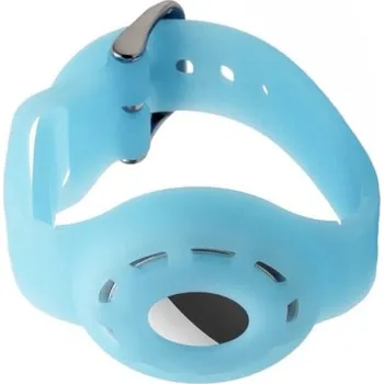 Pouzdro na mobilní telefon Silikonový obal ve stylu obojku pro AirTag - menší - modrý svítící ve tmě