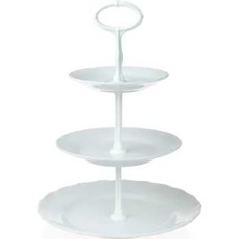 Porcelánový třípatrový etažér, barva bílá