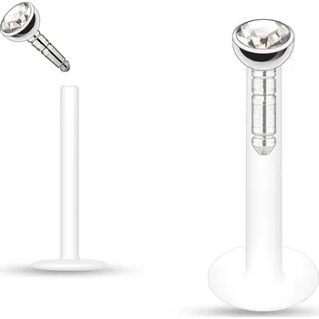 Piercing Labreta BioFlex, zirkon 2 mm (čirá)