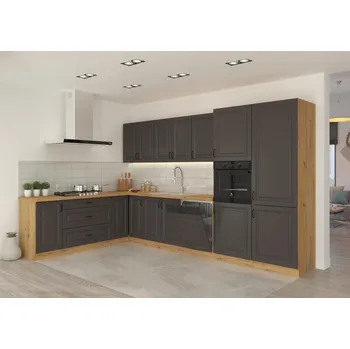 Kuchyňská linka Kuchyňská linka STILO artisan/grafit, Rohová sestava A, 210x350 cm