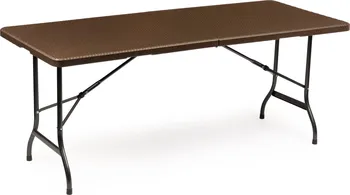 kempingový stůl Modern Home Zahradní cateringový stůl ratan 180 x 75 cm hnědý