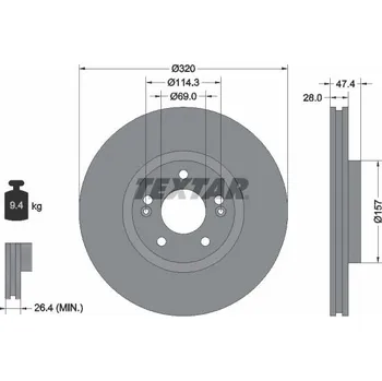 Brzdový kotouč Brzdový kotouč TEXTAR 92237805