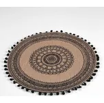 Douceur d'intérieur Prostírání na stůl RENATA, jutové, s černými bambulkami, Ø 38 cm