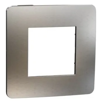 vypínač Unica Studio Metal NU280256M Rámeček jednonásobný, White Aluminium/Černý, Schneider Electric