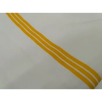 Prostěradlo Bavlněná podložka bílá se žlutým pruhem Rozměr: 150x160 cm